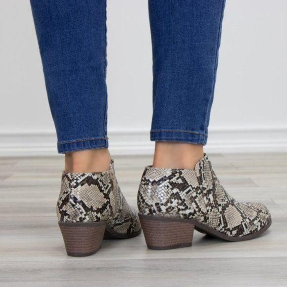 Python Snake Print Low Cut Ankle Booties - Picture 6 of 9